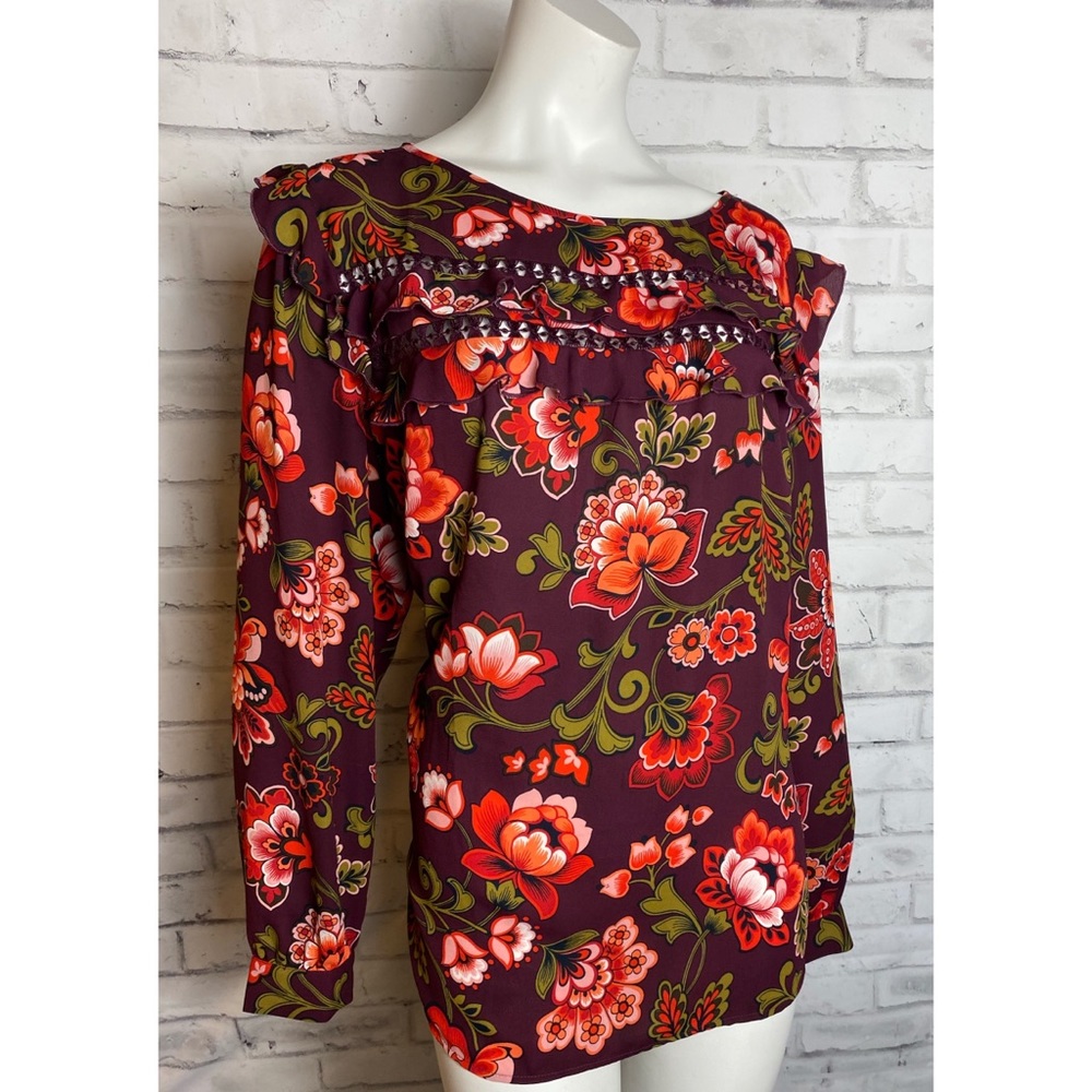 Loft Floral print long sleeve blouse XL